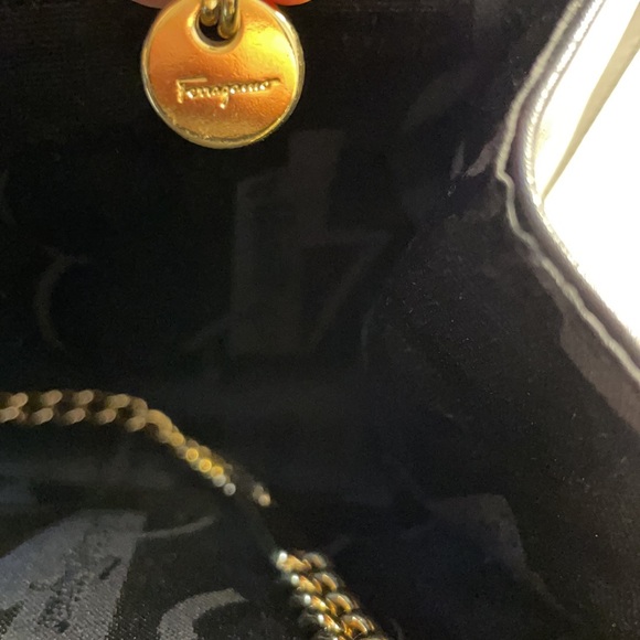 Salvatore Ferragamo Authentic Gancini chain Black Leather Clutch/Crossbody Bag - Picture 11 of 17